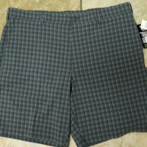 PGA Tour  Size-40 Golf Shorts NWT Stretch Gray Black Blue Plaid